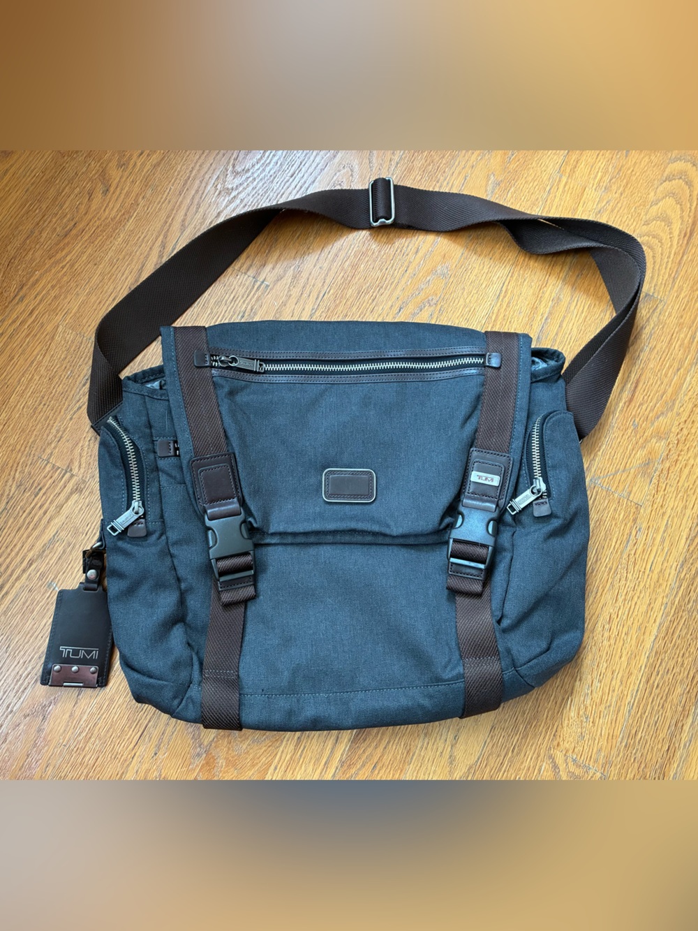 NWOT Tumi Alpha Bravo Grey and Brown Messenger Bag